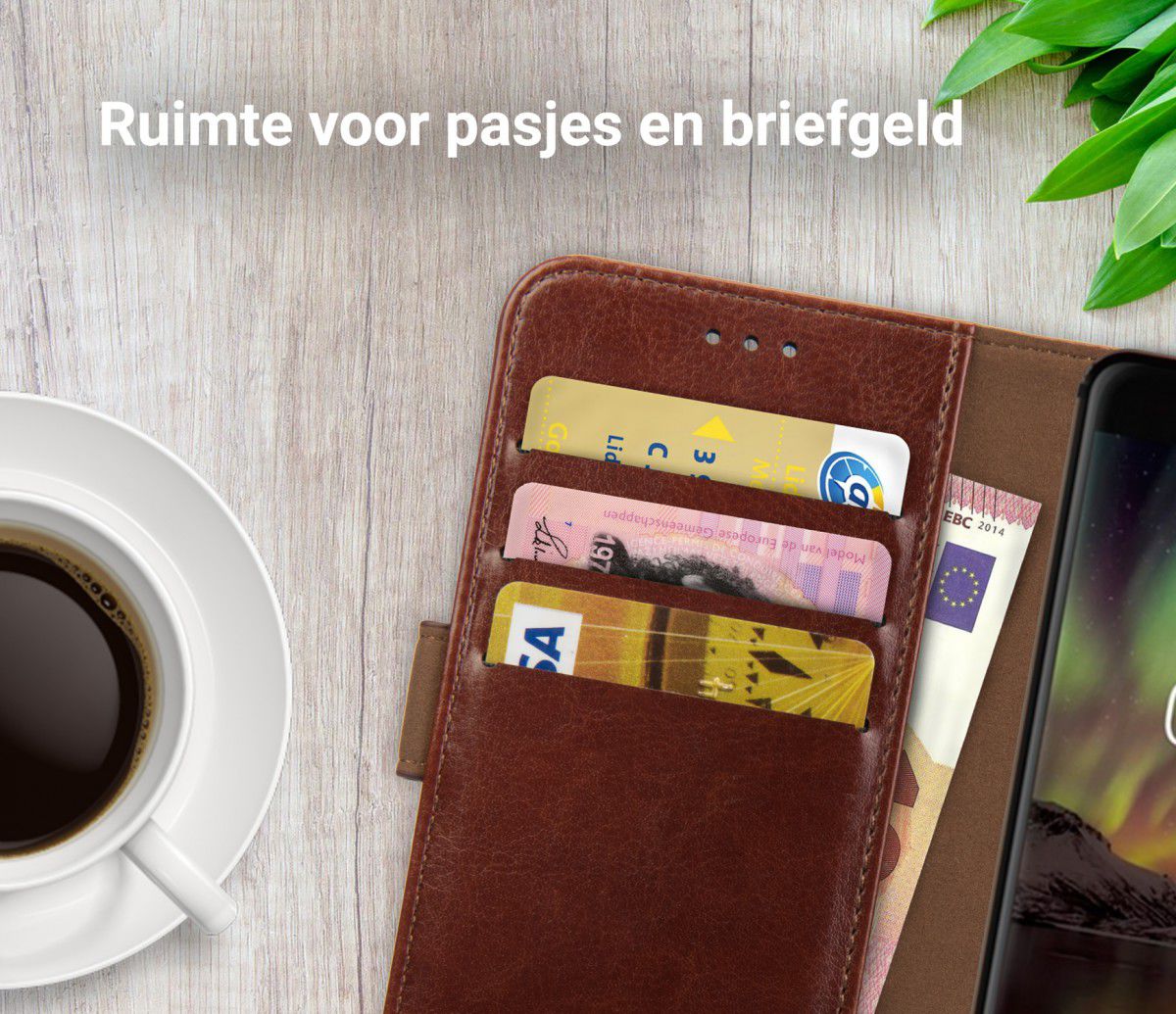 Rosso Element Nokia 6 (2018)  Hoesje Book Cover Bruin afbeelding 6