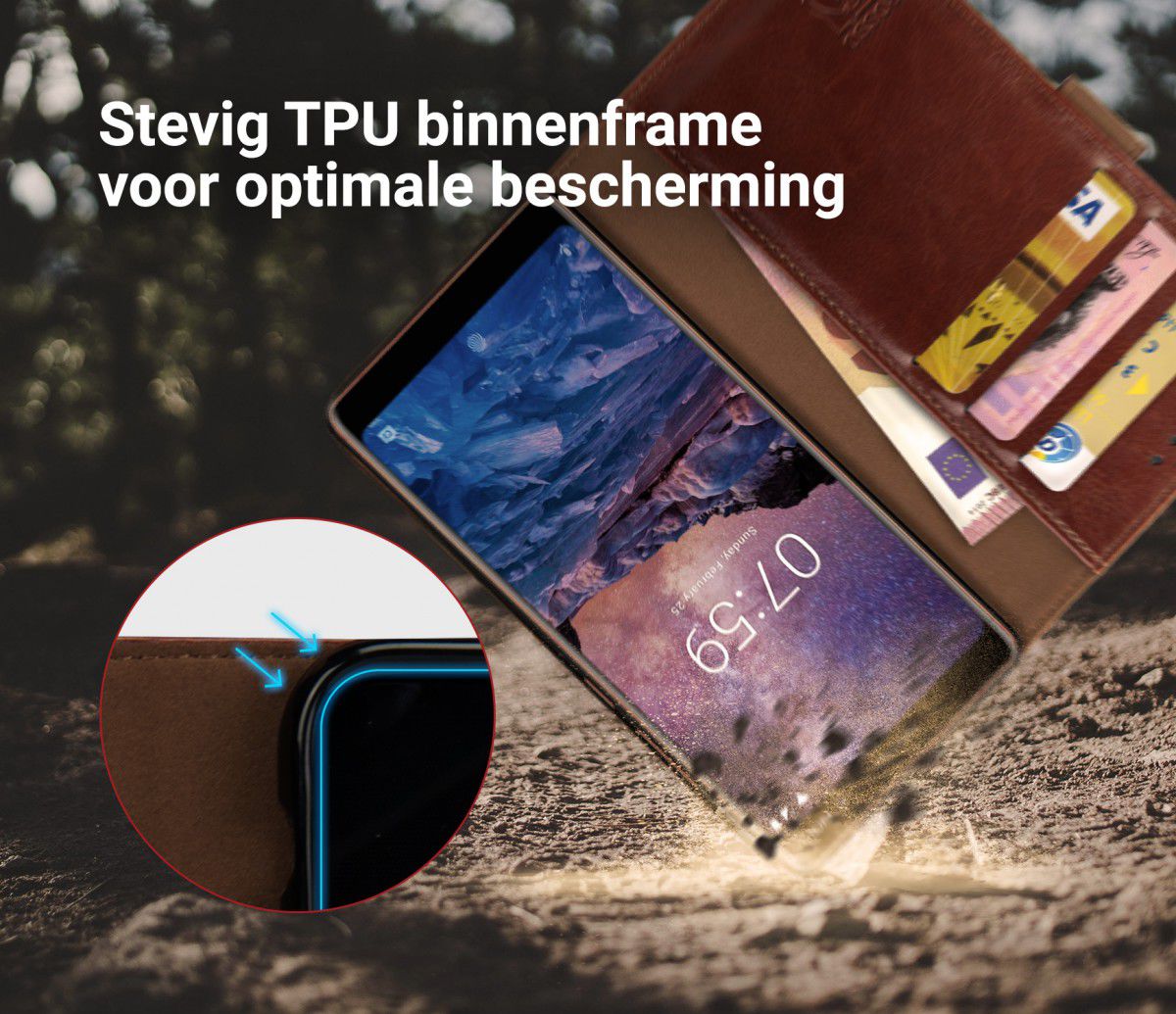 Rosso Element Nokia 7 Plus Hoesje Book Cover Bruin afbeelding 6