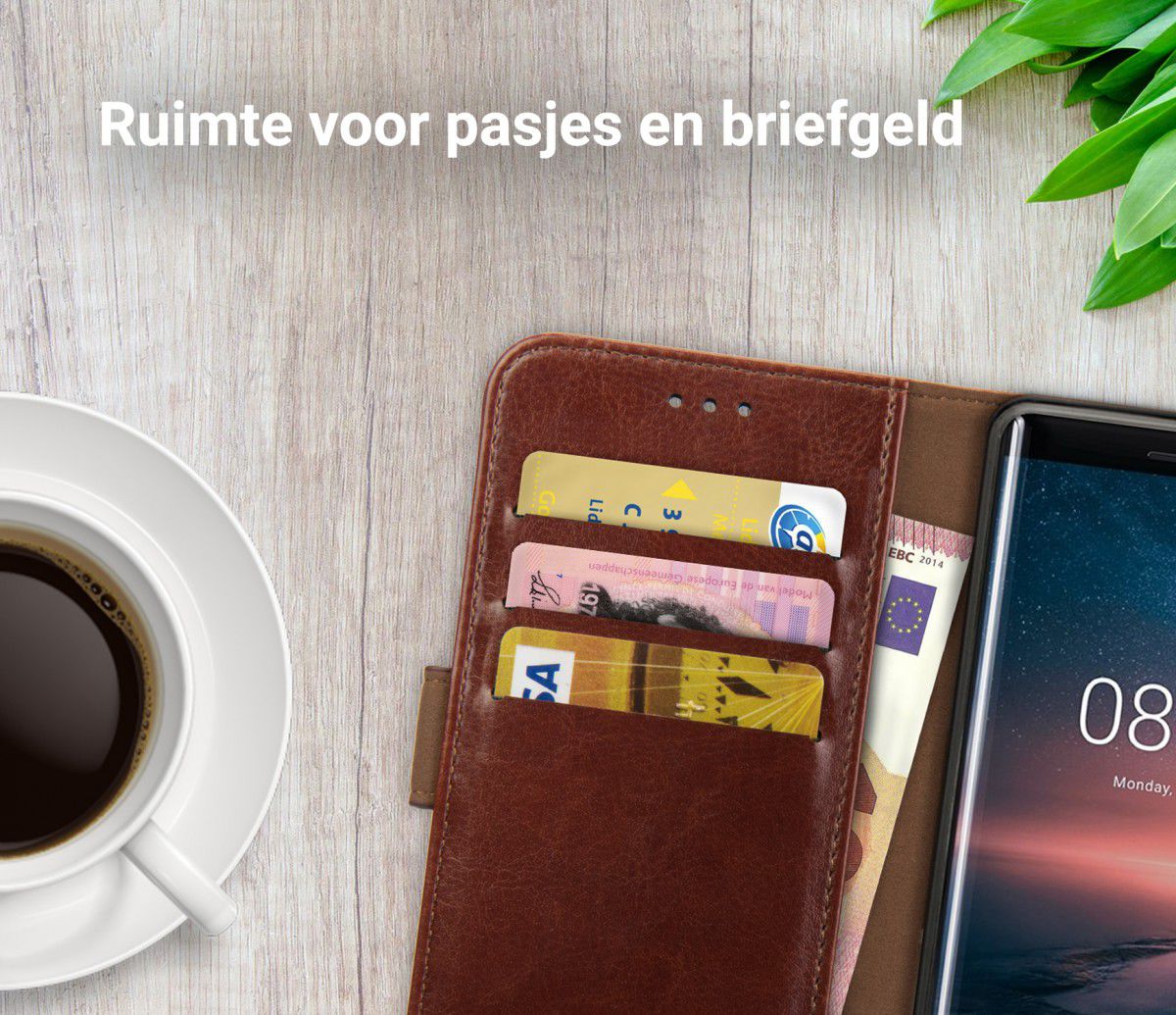 Rosso Element Nokia 8 Sirocco Hoesje Book Cover Bruin afbeelding 9