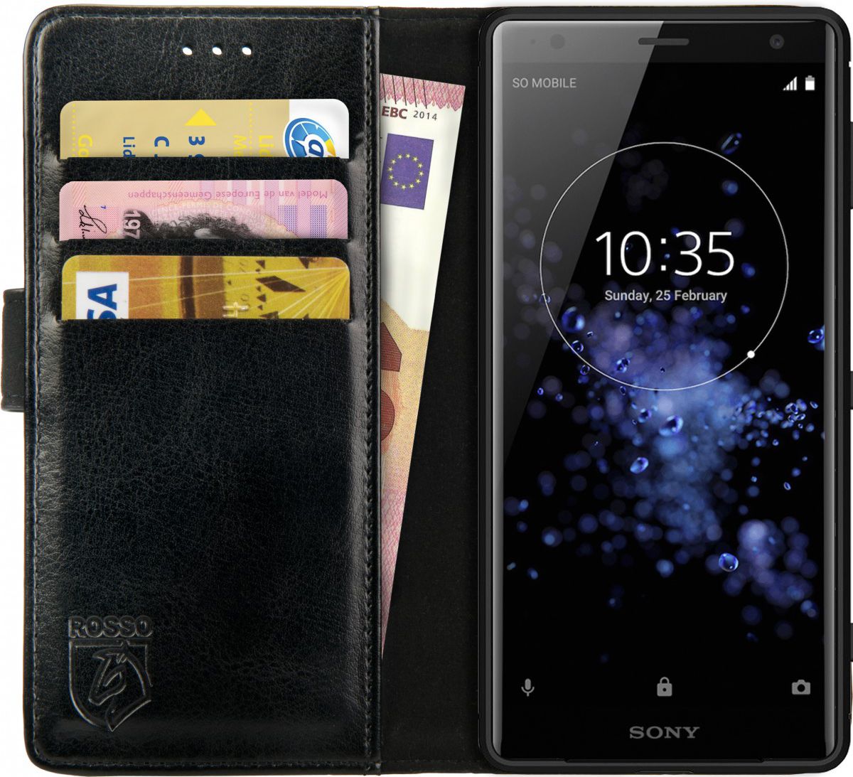 Rosso Element Sony Xperia XZ2 Hoesje Book Cover Zwart afbeelding 1