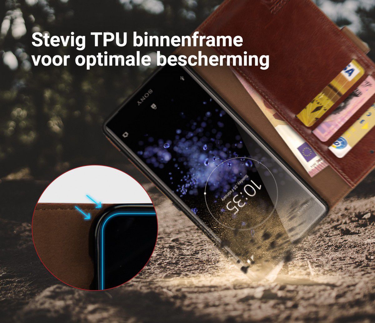 Rosso Element Sony Xperia XZ2 Hoesje Book Cover Bruin afbeelding 6