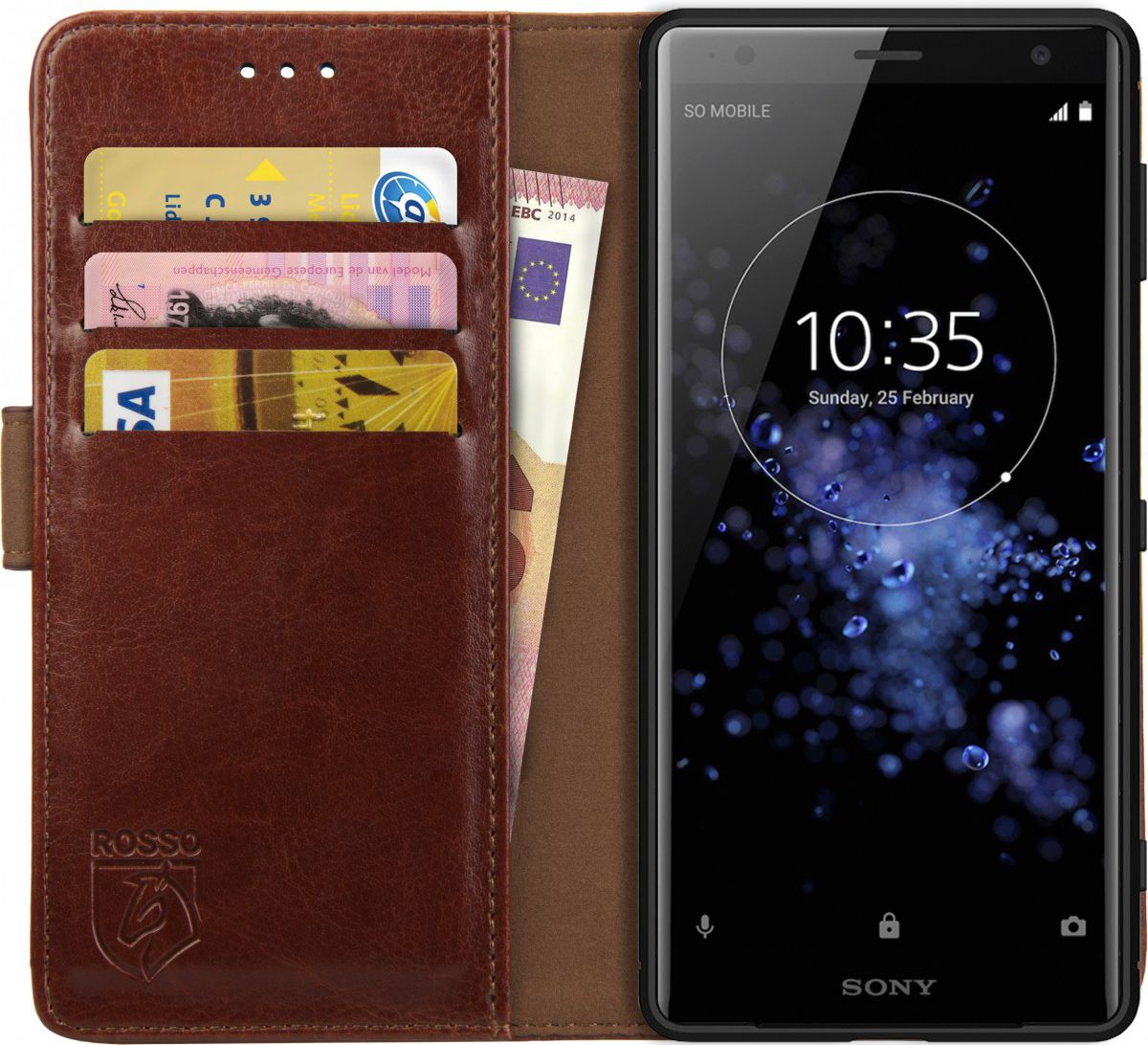 Rosso Element Sony Xperia XZ2 Hoesje Book Cover Bruin afbeelding 1