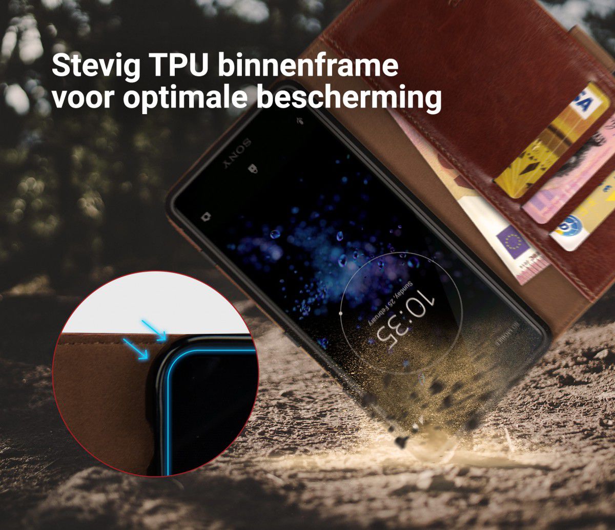 Rosso Element Sony Xperia XZ2 Compact Hoesje Book Cover Bruin afbeelding 5