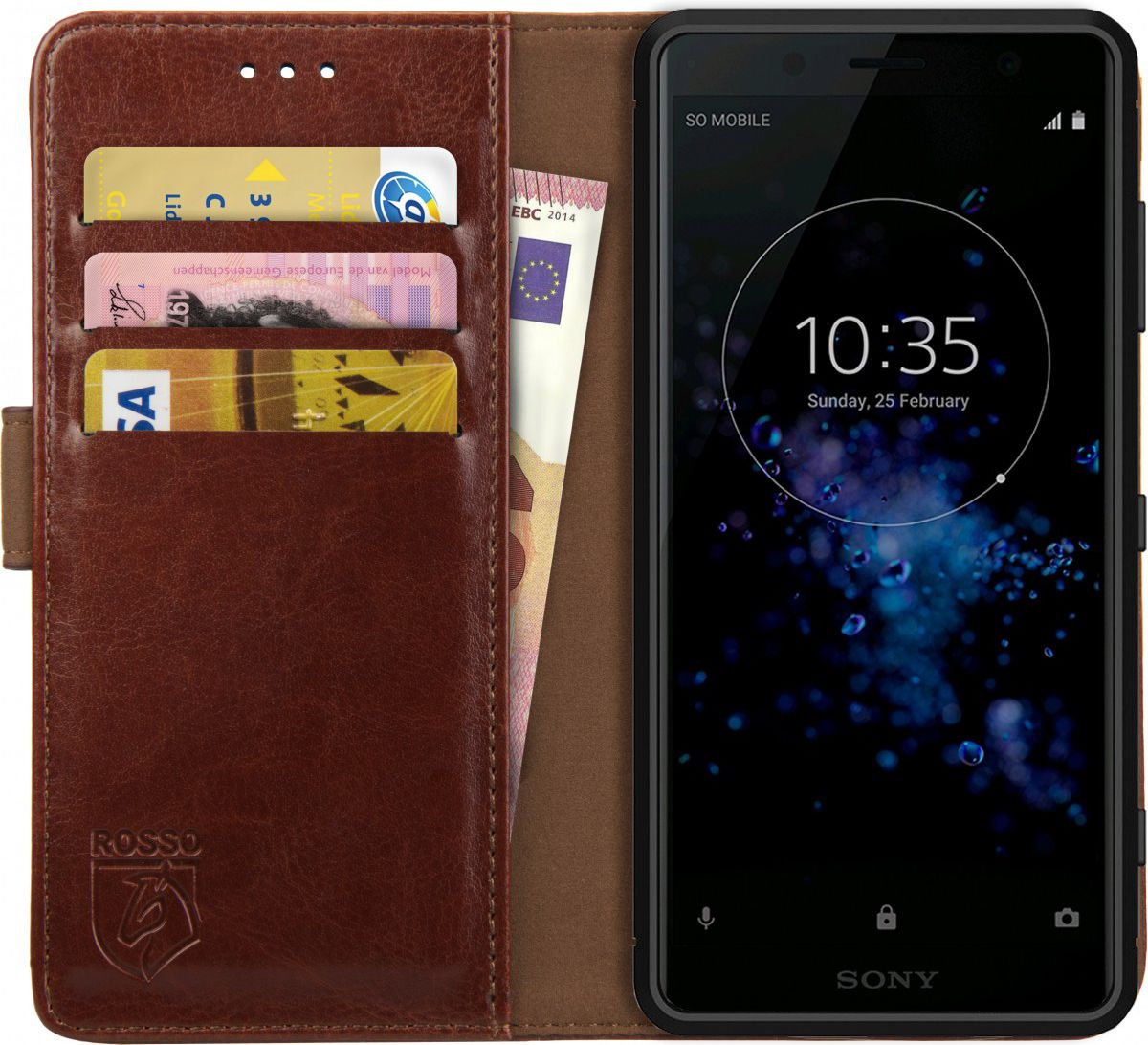 Rosso Element Sony Xperia XZ2 Compact Hoesje Book Cover Bruin afbeelding 1