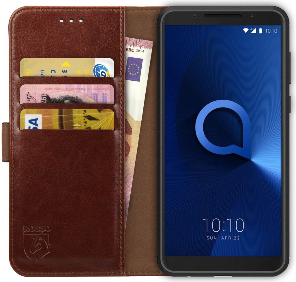 Rosso Element Alcatel 3 Hoesje Book Cover Bruin afbeelding 1