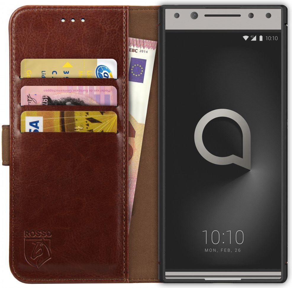 Rosso Element Alcatel 5 Hoesje Book Cover Bruin afbeelding 1