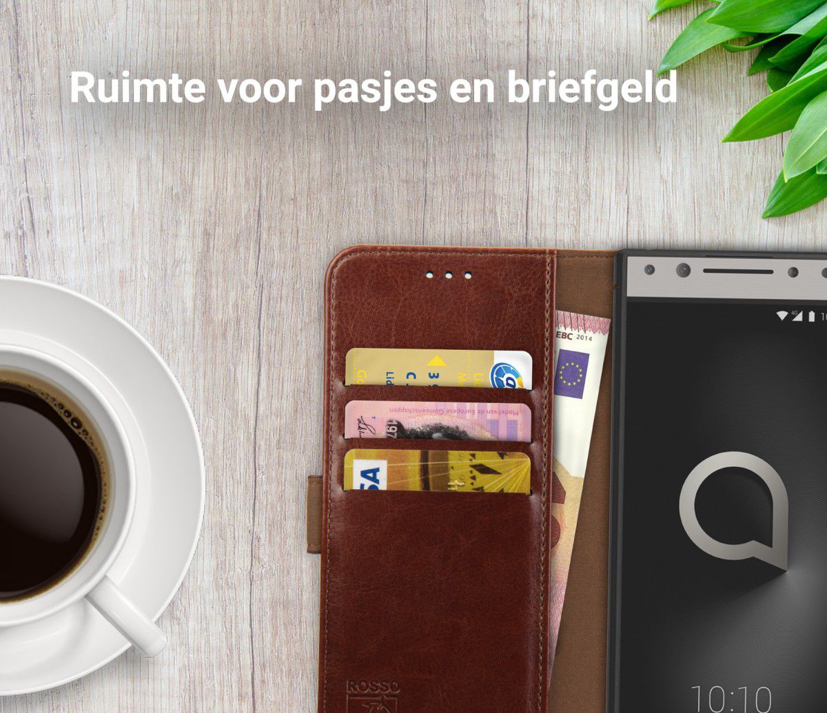Rosso Element Alcatel 5 Hoesje Book Cover Bruin afbeelding 8
