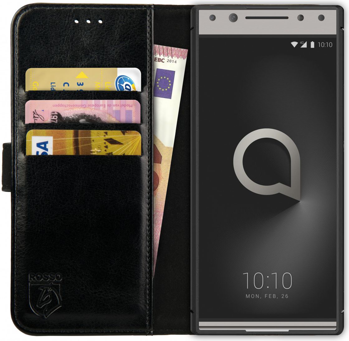 Rosso Element Alcatel 5 Hoesje Book Cover Zwart afbeelding 1