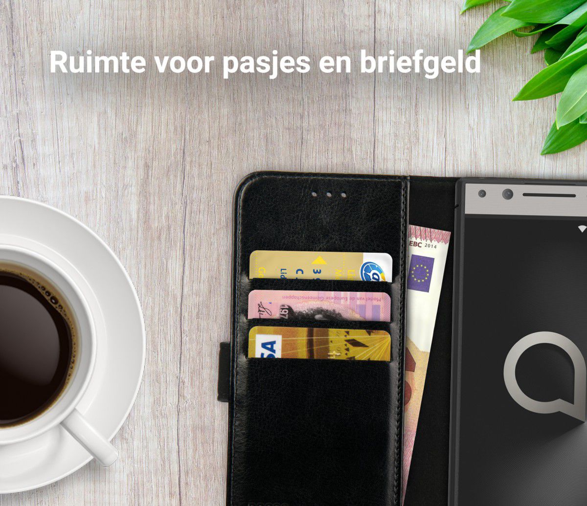 Rosso Element Alcatel 5 Hoesje Book Cover Zwart afbeelding 8