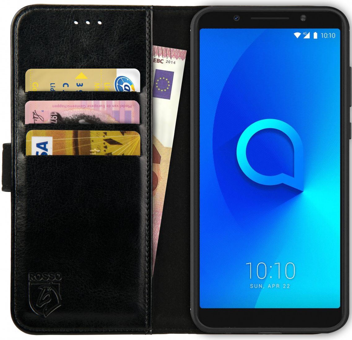 Rosso Element Alcatel 3x Hoesje Book Cover Zwart afbeelding 1