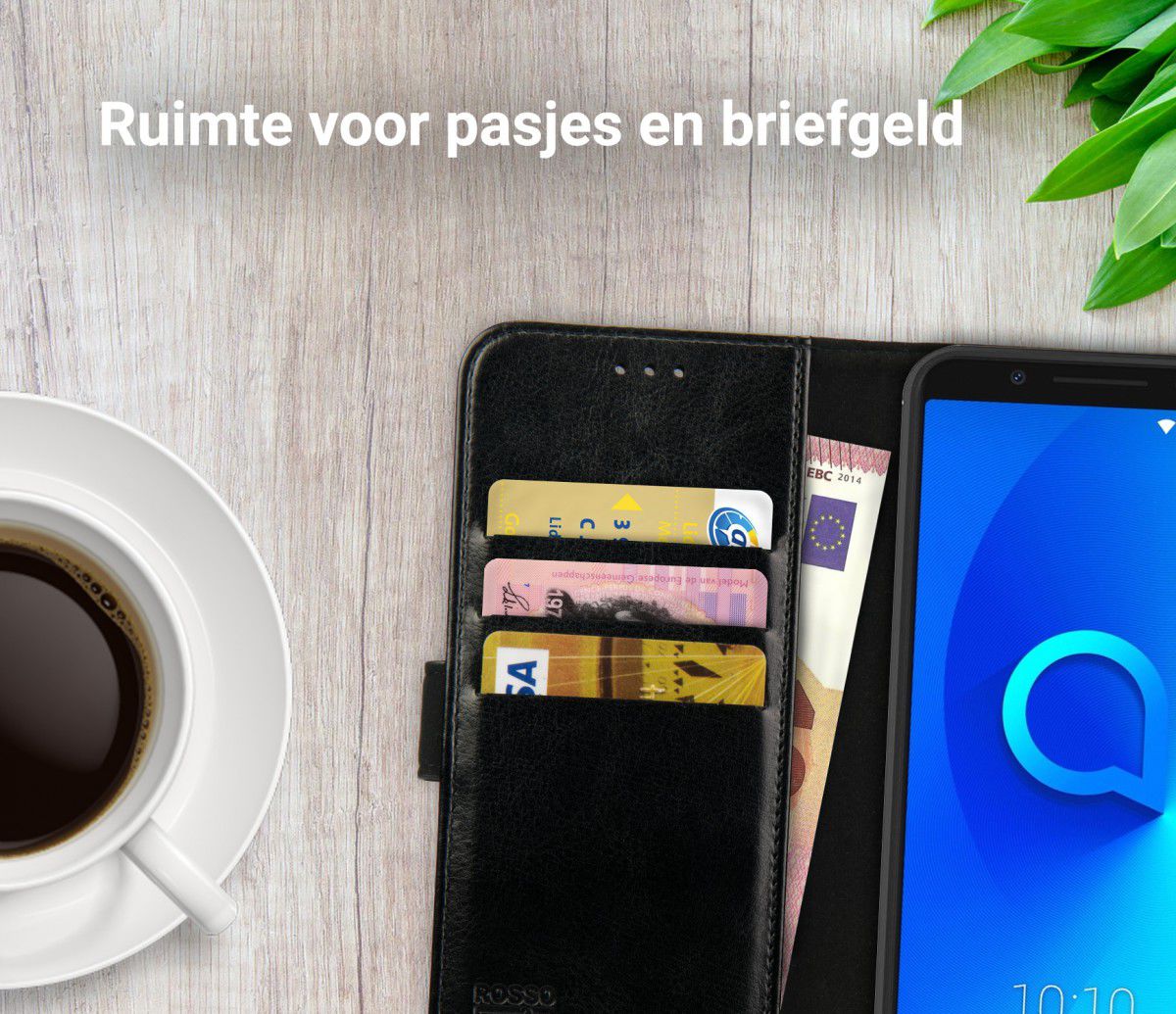 Rosso Element Alcatel 3x Hoesje Book Cover Zwart afbeelding 8