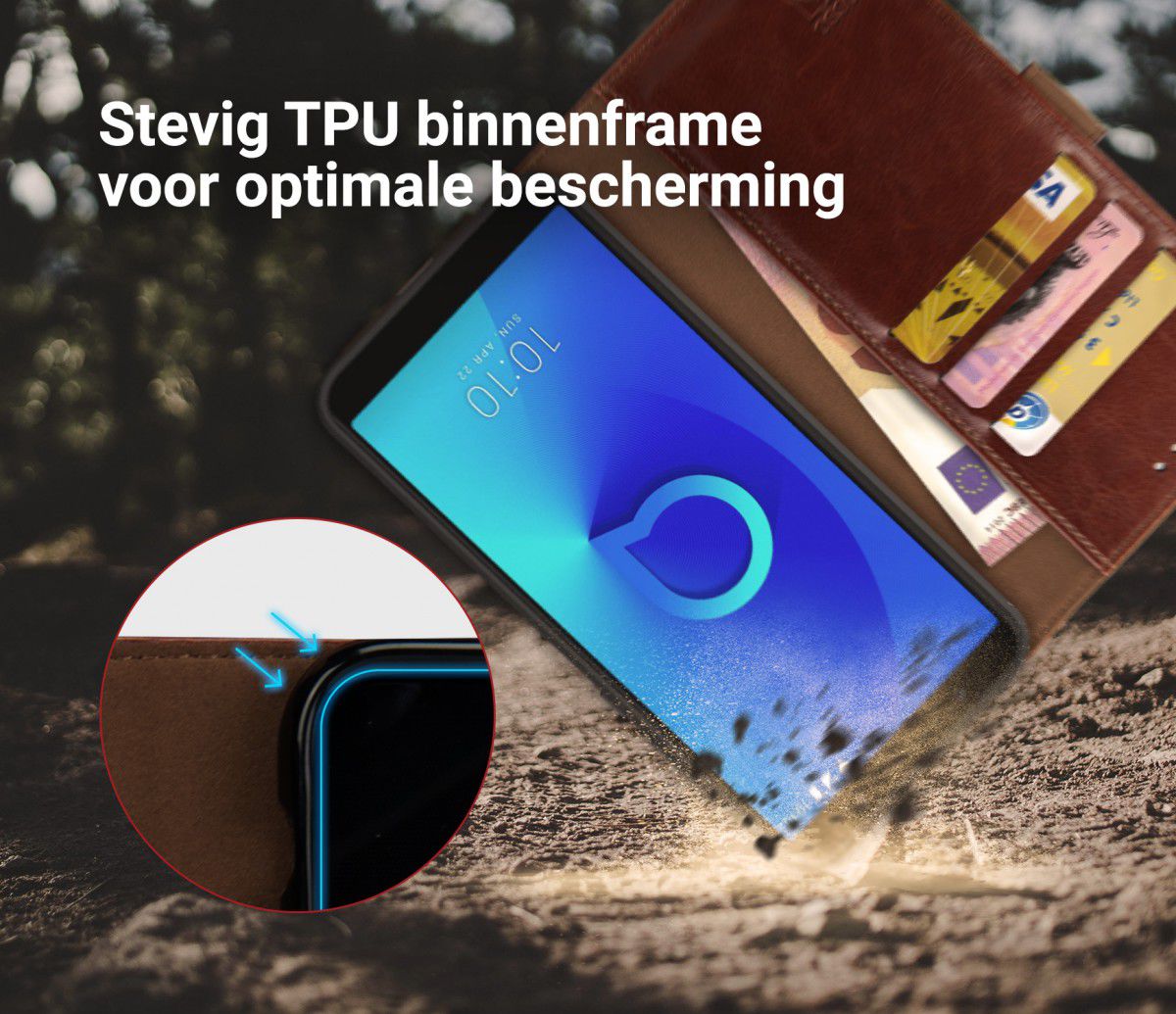Rosso Element Alcatel 3x Hoesje Book Cover Bruin afbeelding 5