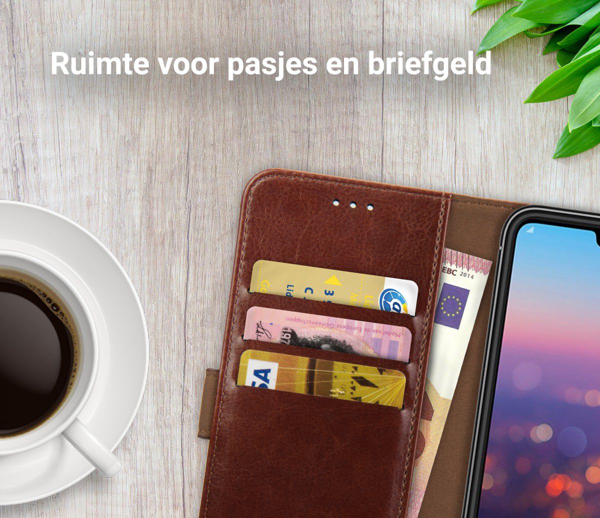 Rosso Element Huawei P20 Hoesje Book Cover Bruin afbeelding 8