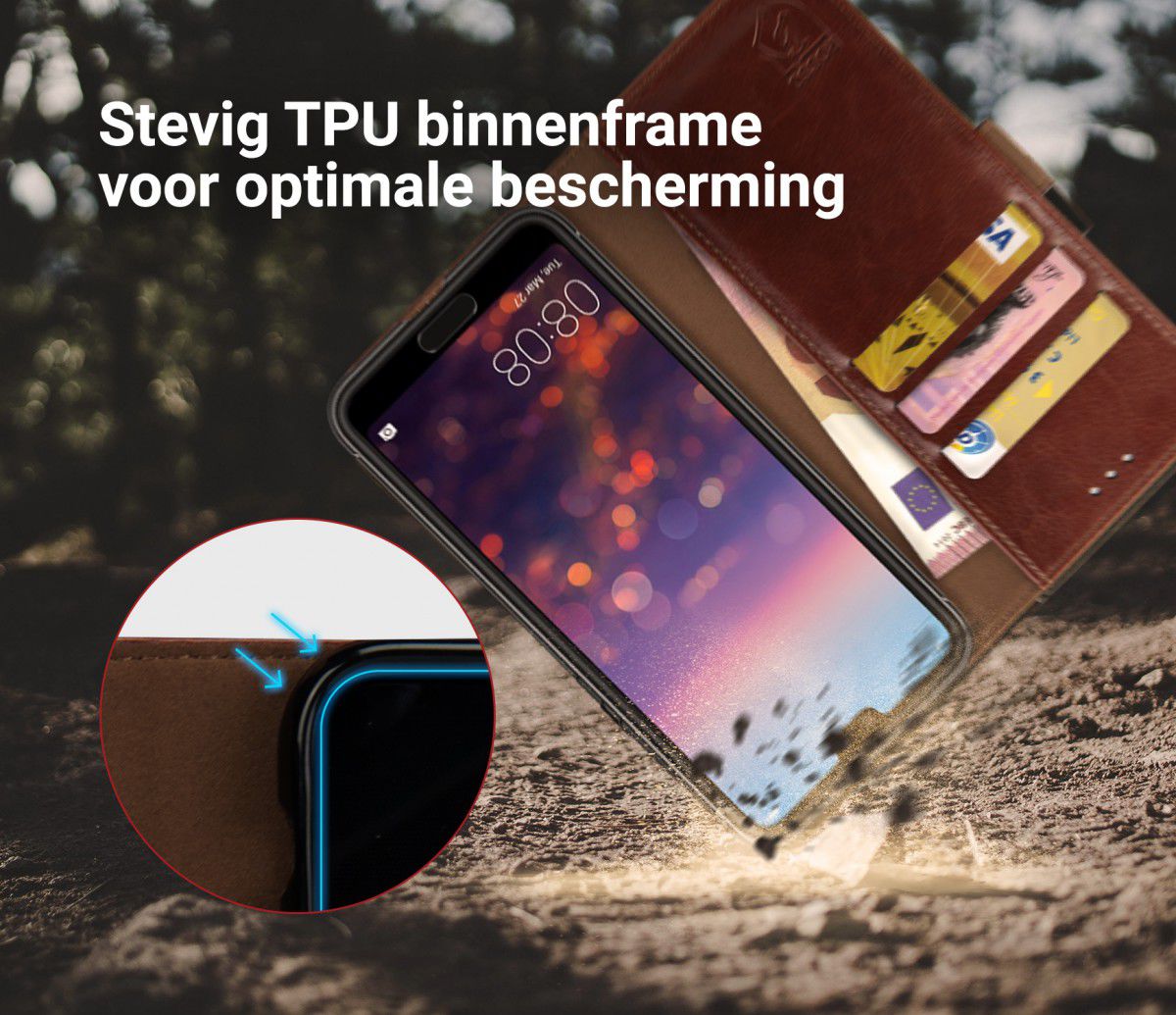 Rosso Element Huawei P20 Hoesje Book Cover Bruin afbeelding 5
