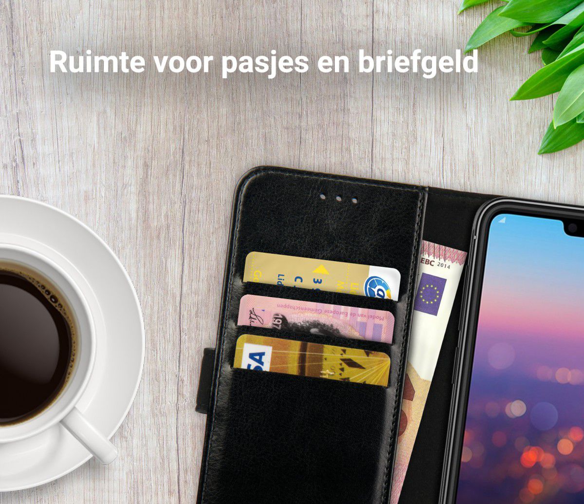 Rosso Element Huawei P20 Hoesje Book Cover Zwart afbeelding 9