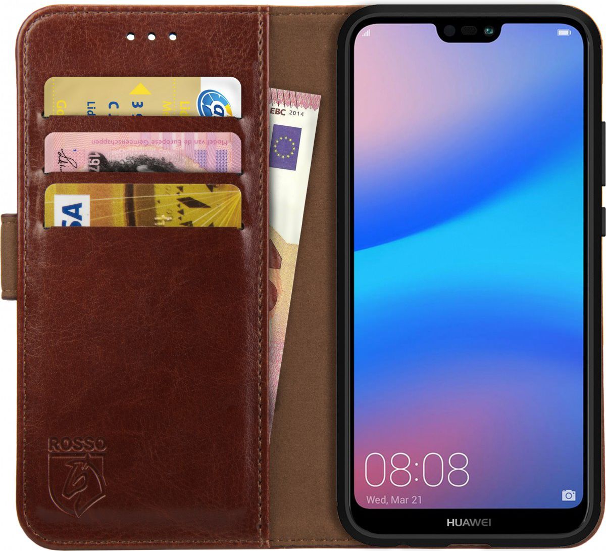 Rosso Element Huawei P20 Lite Hoesje Book Cover Bruin afbeelding 1
