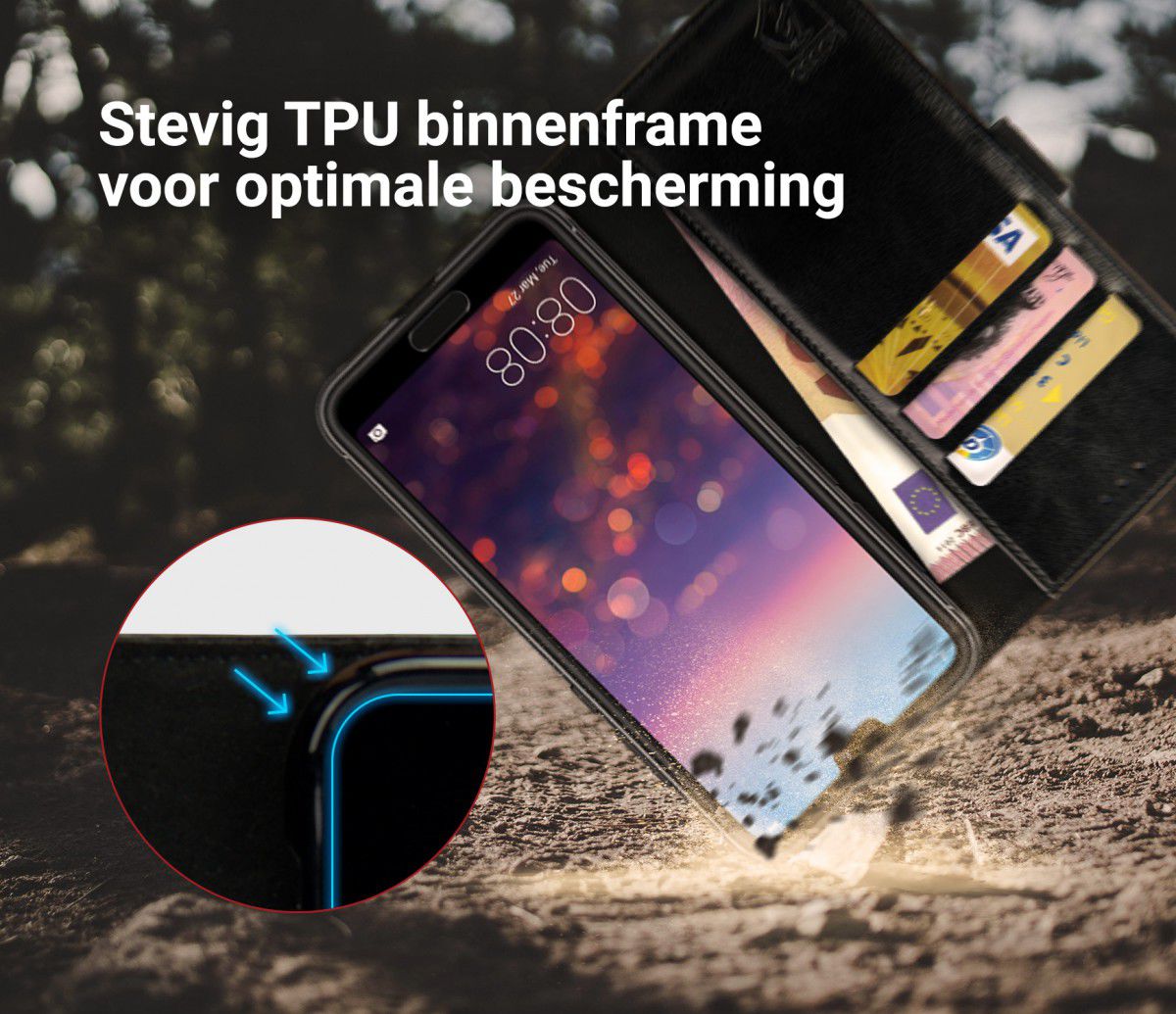 Rosso Element Huawei P20 Pro Hoesje Book Cover Zwart afbeelding 6