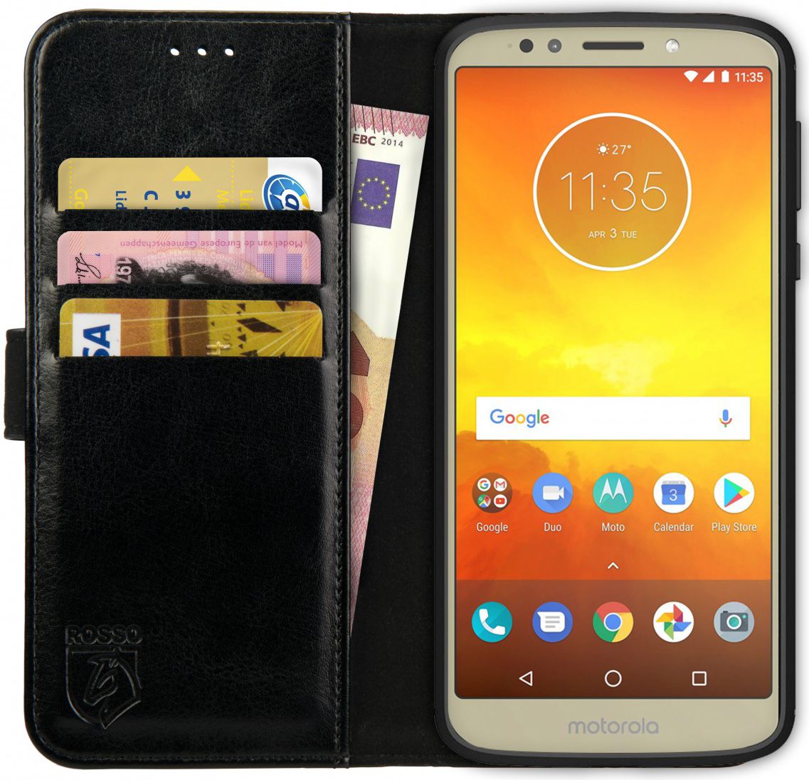 Rosso Element Motorola Moto E5 Hoesje Book Cover Zwart afbeelding 1