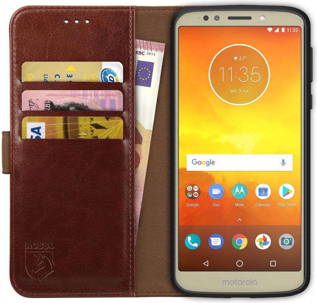 Rosso Element Motorola Moto E5 Hoesje Book Cover Bruin afbeelding 1