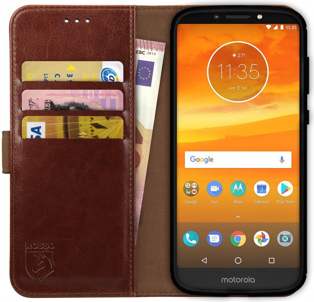 Rosso Element Motorola Moto E5 Plus Hoesje Book Cover Bruin afbeelding 1