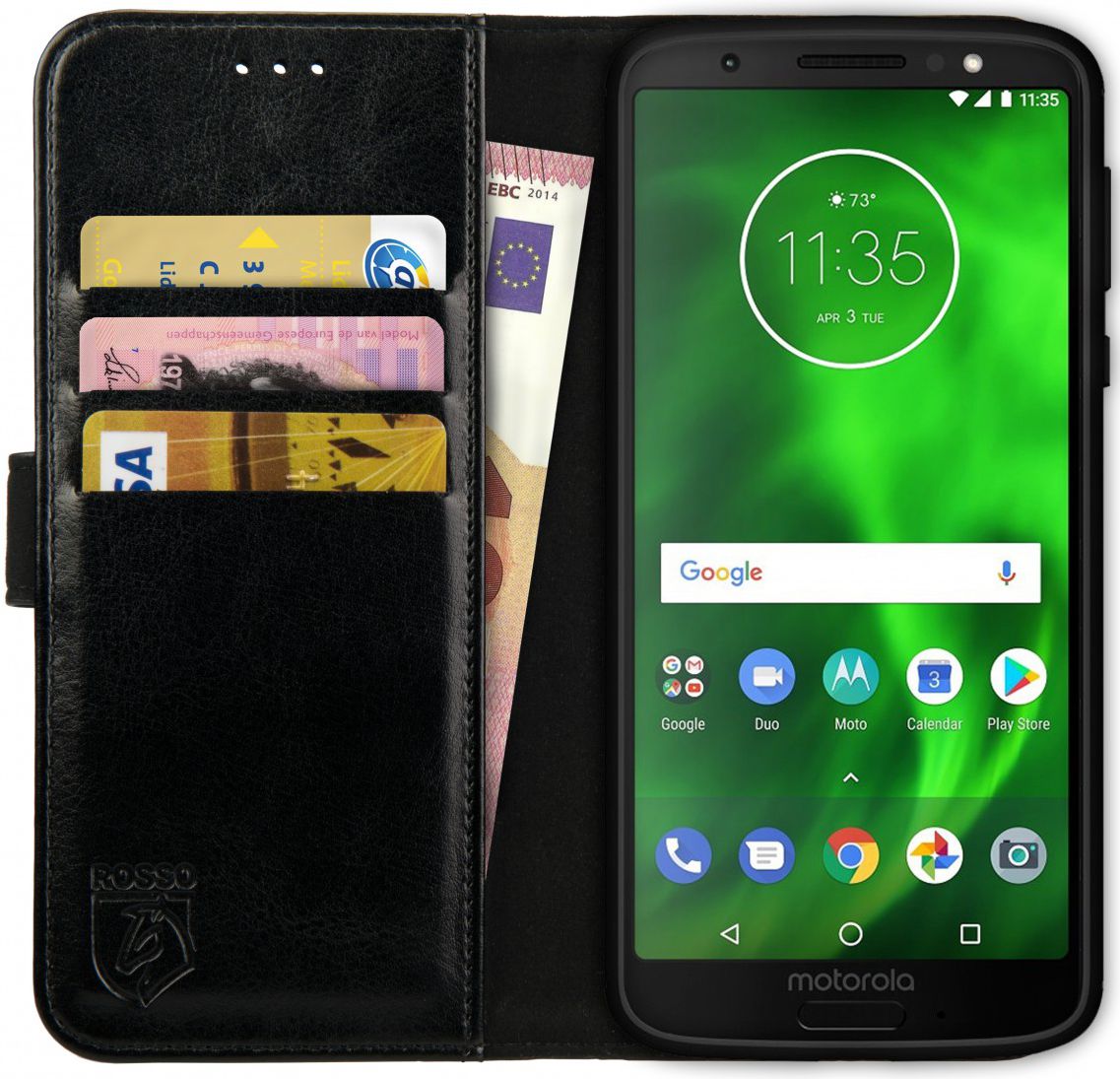 Rosso Element Motorola Moto G6 Hoesje Book Cover Zwart afbeelding 1