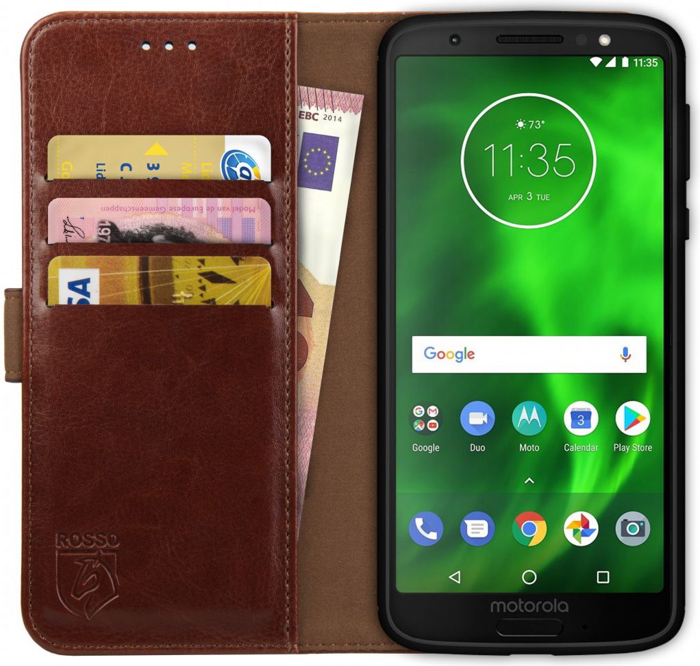 Rosso Element Motorola Moto G6 Hoesje Book Cover Bruin afbeelding 1