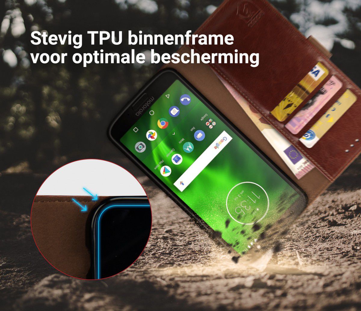 Rosso Element Motorola Moto G6 Hoesje Book Cover Bruin afbeelding 6