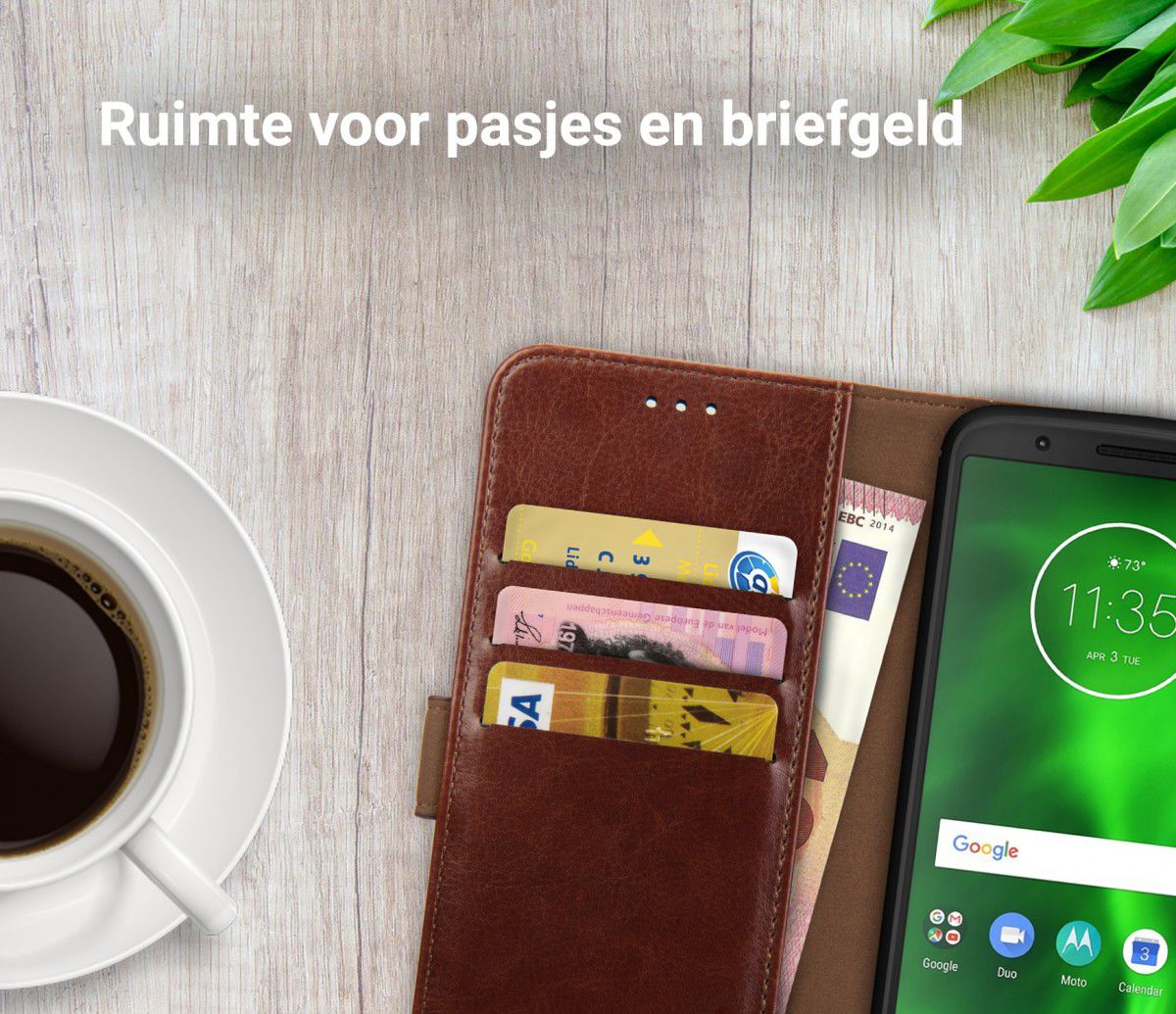Rosso Element Motorola Moto G6 Play Hoesje Book Cover Bruin afbeelding 8