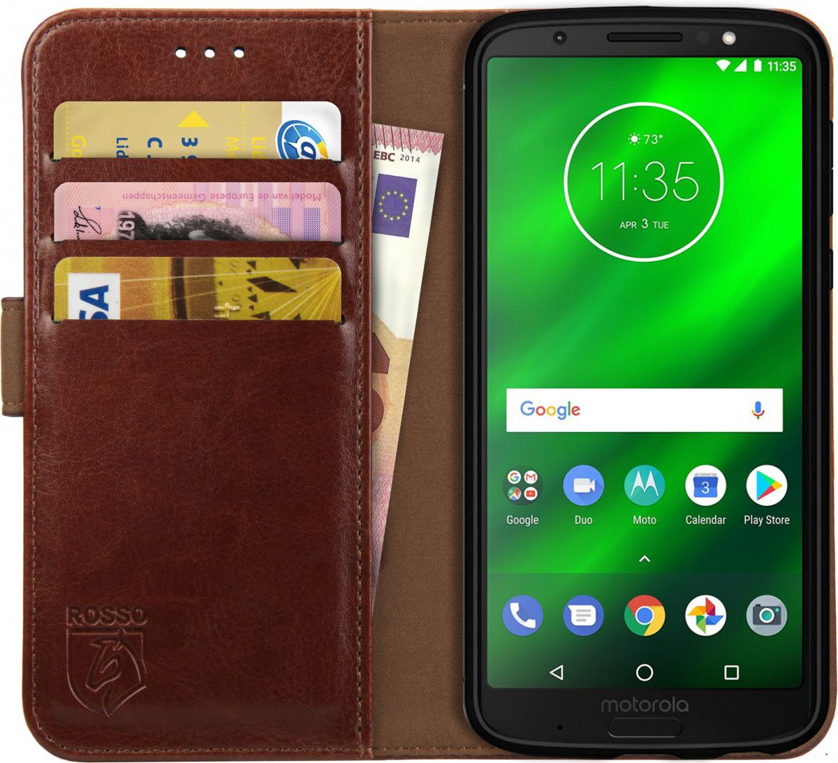 Rosso Element Motorola Moto G6 Plus Hoesje Book Cover Bruin afbeelding 1