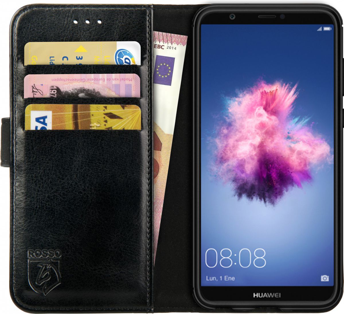 Rosso Element Huawei P Smart Hoesje Book Cover Zwart afbeelding 1
