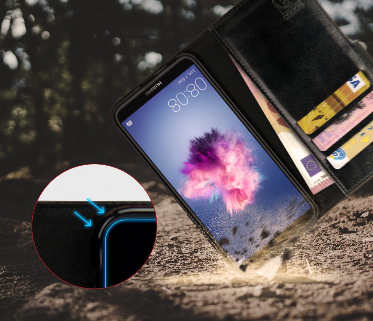 Rosso Element Huawei P Smart Hoesje Book Cover Zwart afbeelding 5
