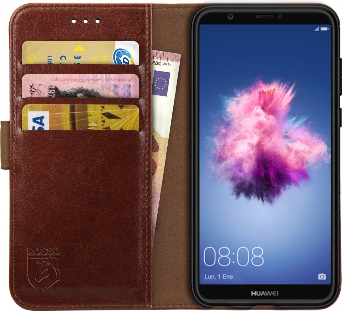 Rosso Element Huawei P Smart Hoesje Book Cover Bruin afbeelding 1