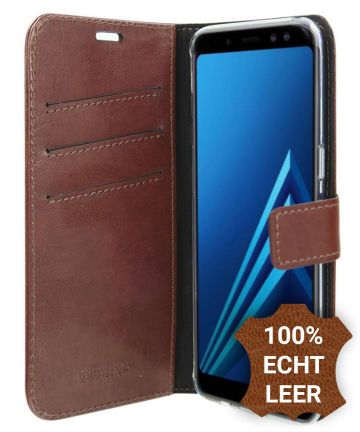 Valenta Booklet GelSkin Samsung Galaxy A8 2018 Echt Leren Hoesje Bruin Hoesjes