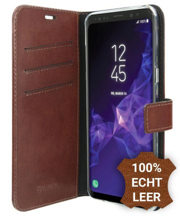 Valenta Booklet GelSkin Samsung Galaxy S9 Plus Echt Leren Hoesje Bruin Hoesjes