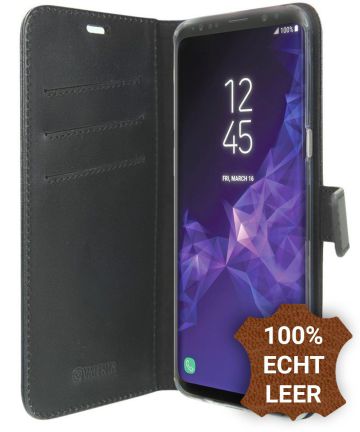 Valenta Booklet GelSkin Samsung Galaxy S9 Plus Echt Leren Hoesje Zwart Hoesjes