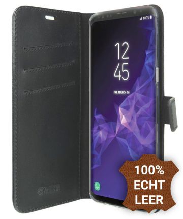 Valenta Booklet GelSkin Samsung Galaxy S9 Echt Leren Hoesje Zwart Hoesjes