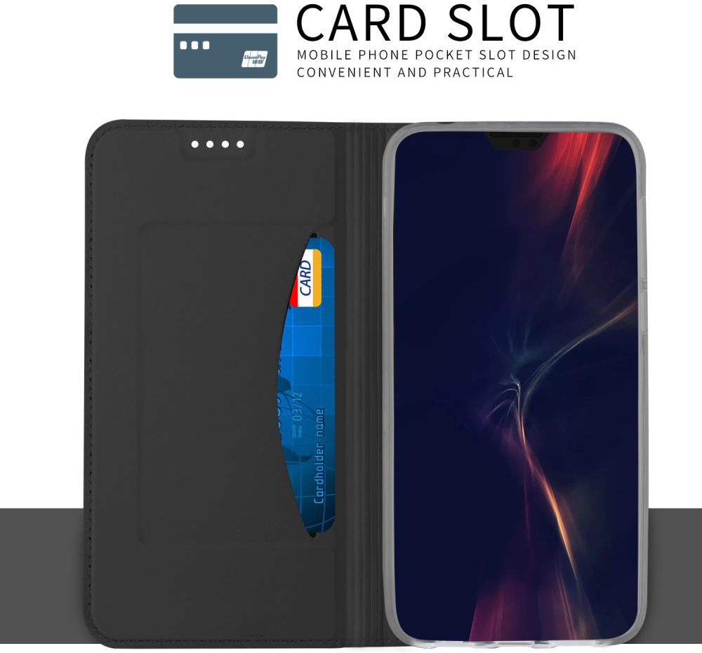 Huawei P20 Pro Flip Hoesje met Kaart Houder Zwart afbeelding 1