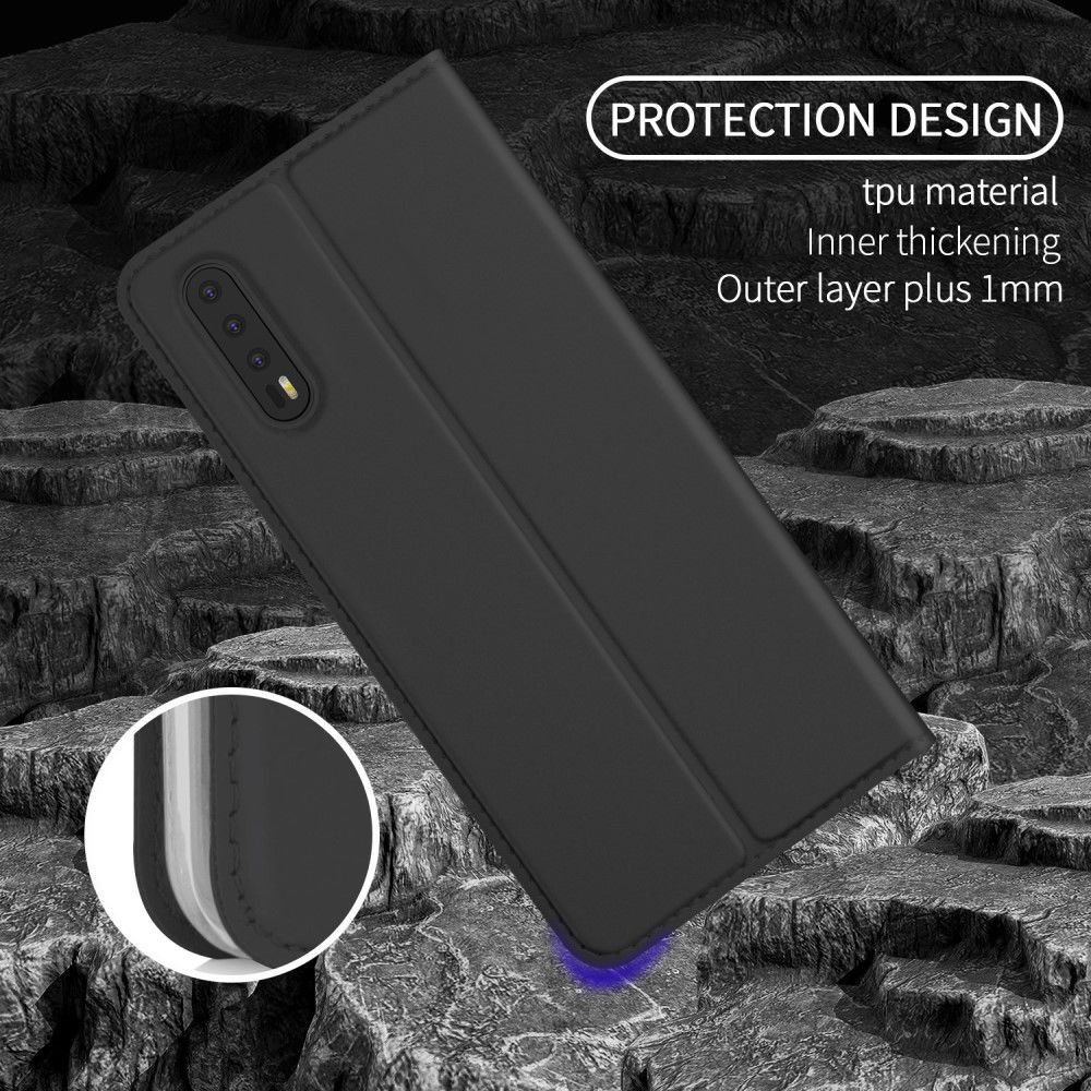 Huawei P20 Flip Hoesje met Kaart Houder Zwart afbeelding 3