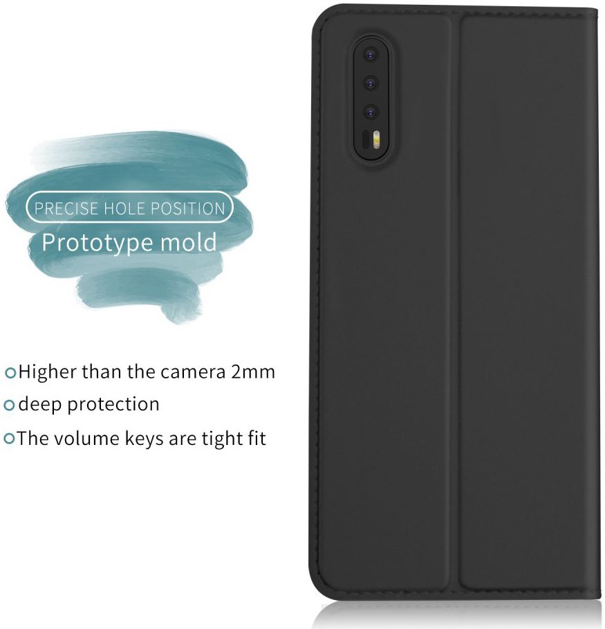 Huawei P20 Flip Hoesje met Kaart Houder Zwart afbeelding 7