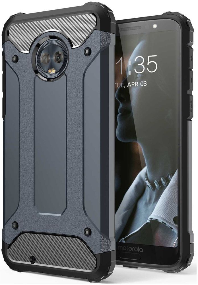 Motorola Moto G6 Hybride Hoesje Donker Blauw afbeelding 1