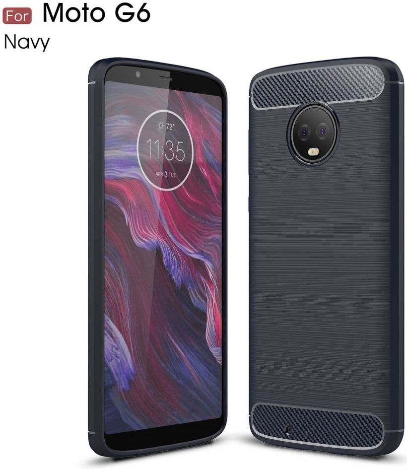 Motorola Moto G6 Geborsteld Hoesje Donker Blauw afbeelding 3