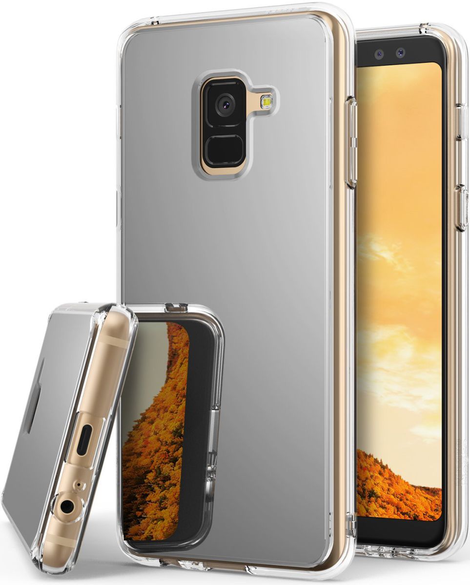 Ringke Fusion Mirror Samsung Galaxy A8 2018 Hoesje Zilver afbeelding 1