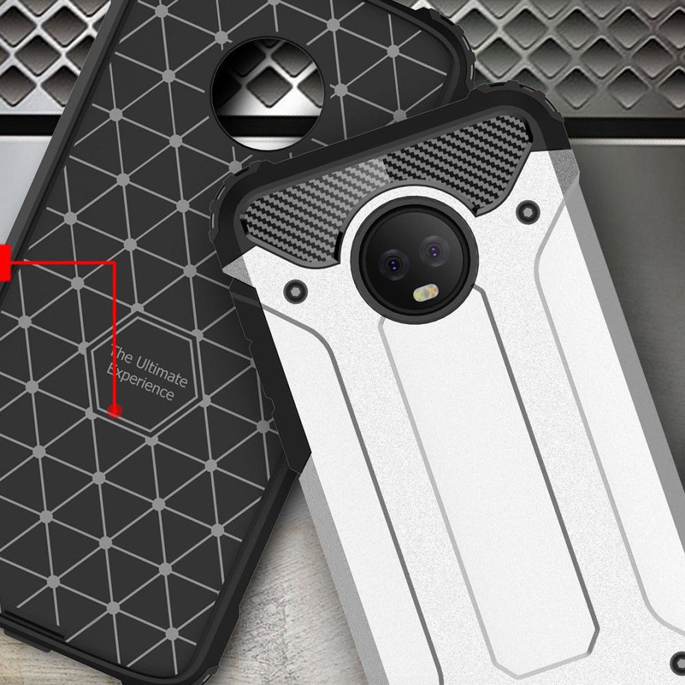 Motorola Moto G6 Plus Hybride Hoesje Zilver afbeelding 3