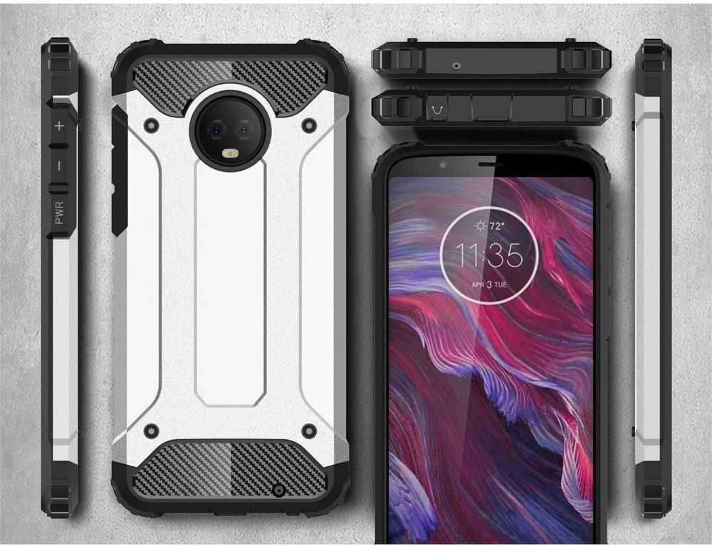 Motorola Moto G6 Plus Hybride Hoesje Zilver afbeelding 7