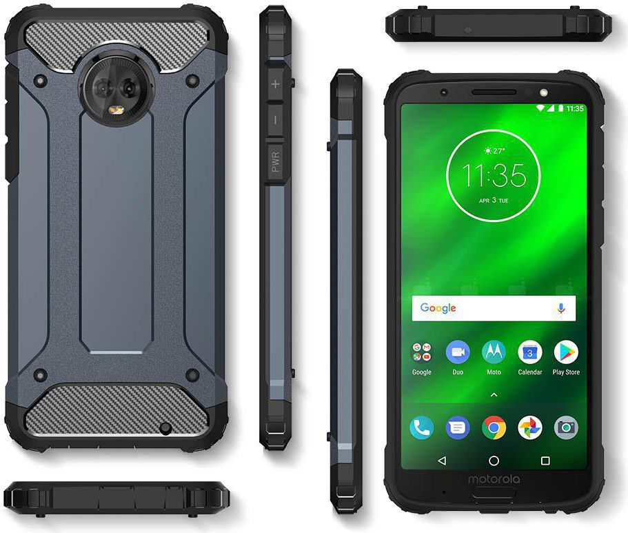 Motorola Moto G6 Plus Hybride Hoesje Blauw afbeelding 3