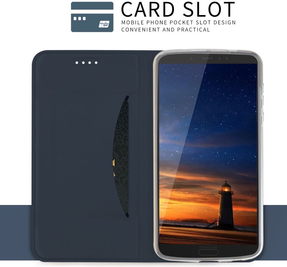 Motorola Moto G6 Plus Flip Hoesje met Kaart Houder Blauw afbeelding 1