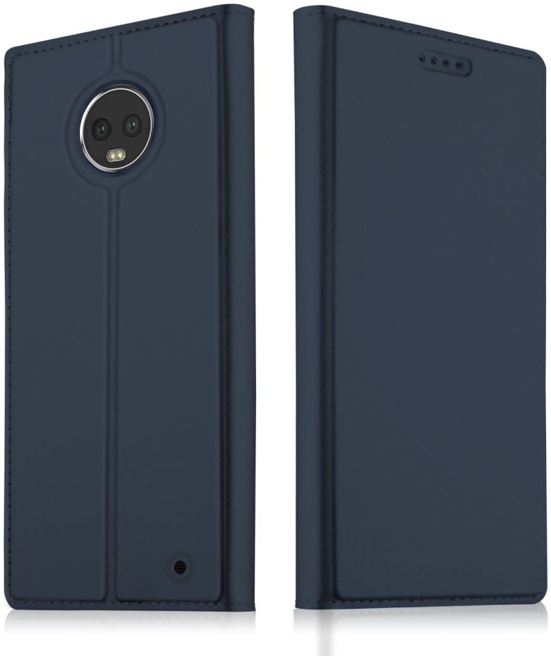 Motorola Moto G6 Plus Flip Hoesje met Kaart Houder Blauw afbeelding 2
