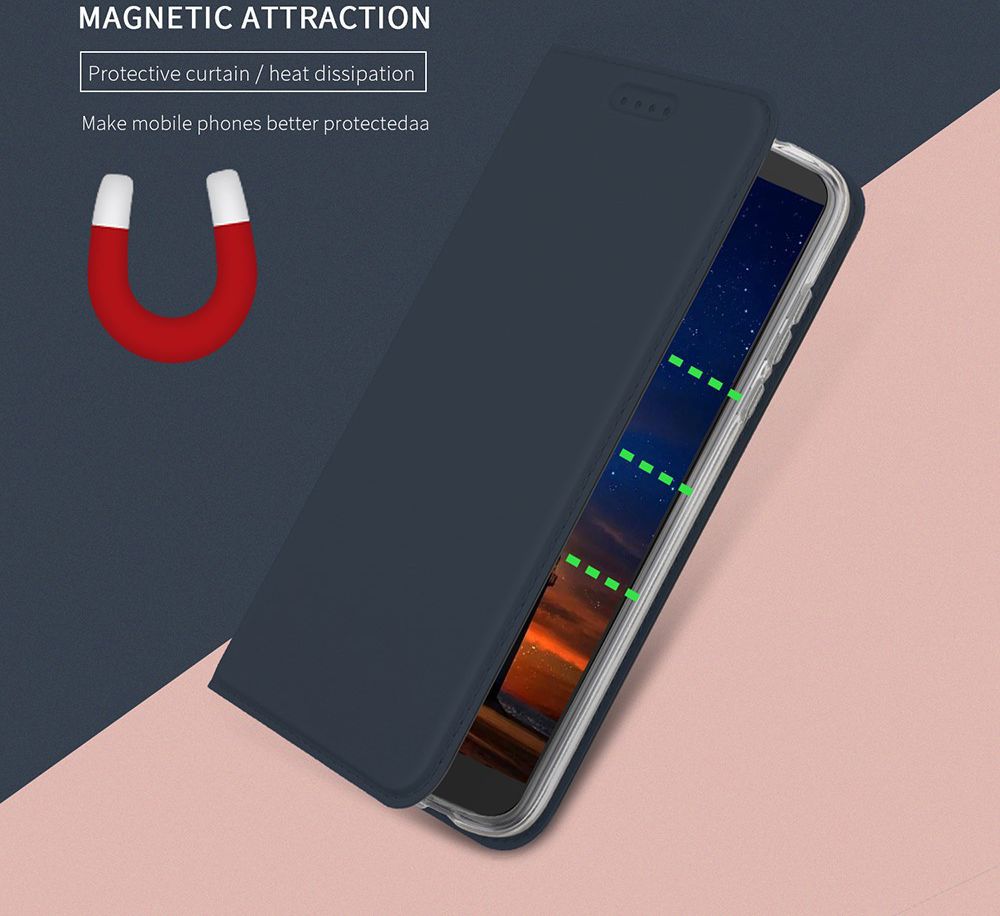 Motorola Moto G6 Plus Flip Hoesje met Kaart Houder Blauw afbeelding 3