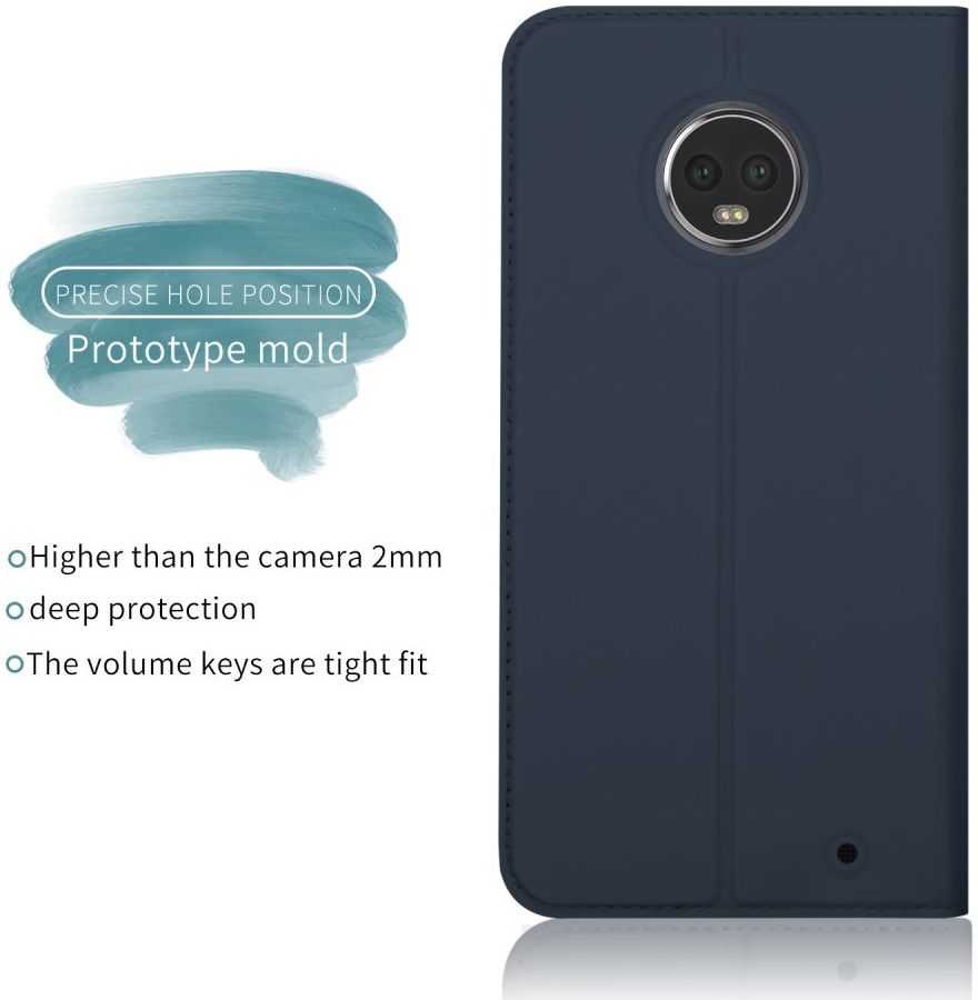 Motorola Moto G6 Plus Flip Hoesje met Kaart Houder Blauw afbeelding 6
