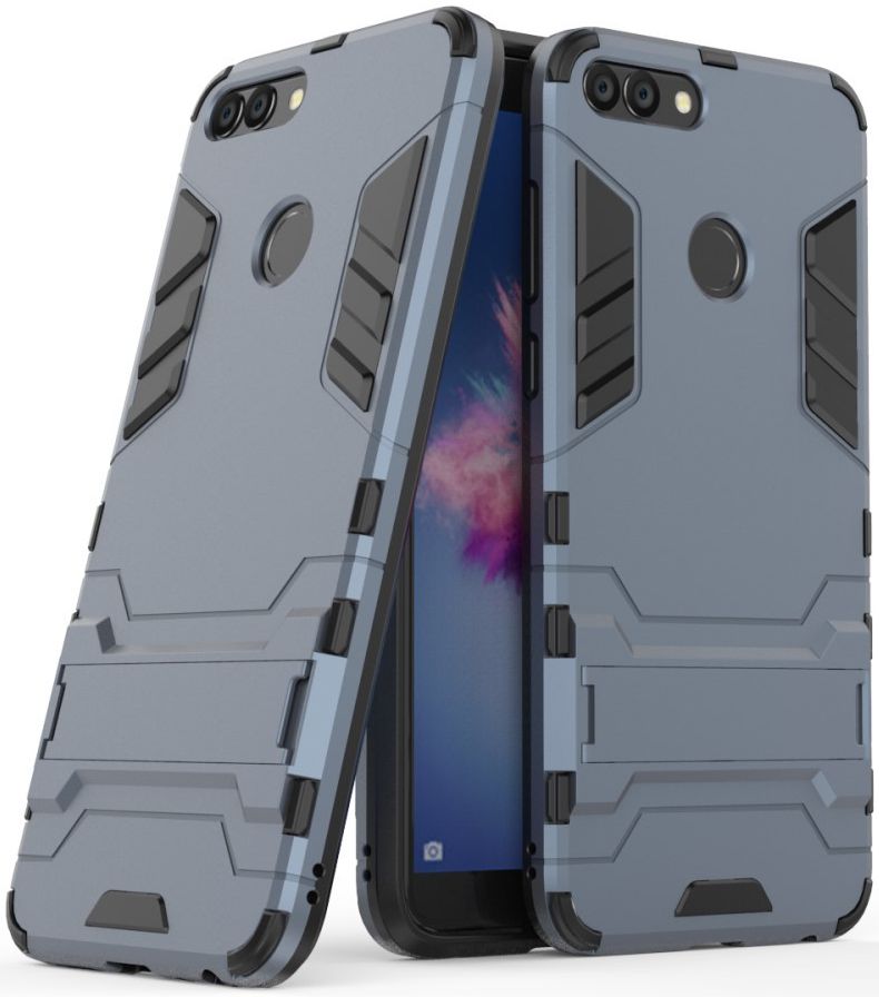 Huawei P Smart Hybride Stand Hoesje Donker Blauw afbeelding 2